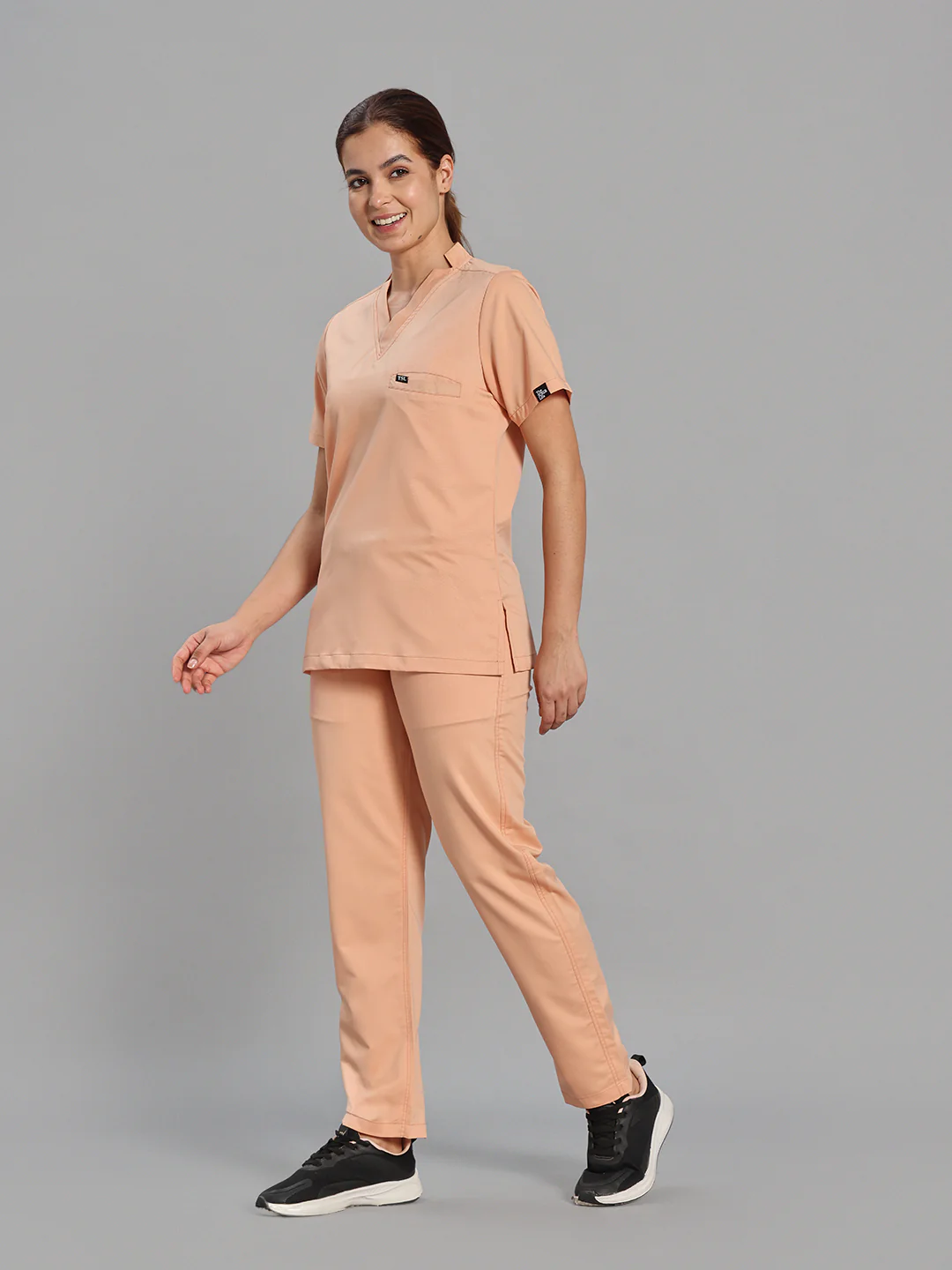 Move Lite Women Coral Mist (Star V Neck) Scrub Set - Image 2