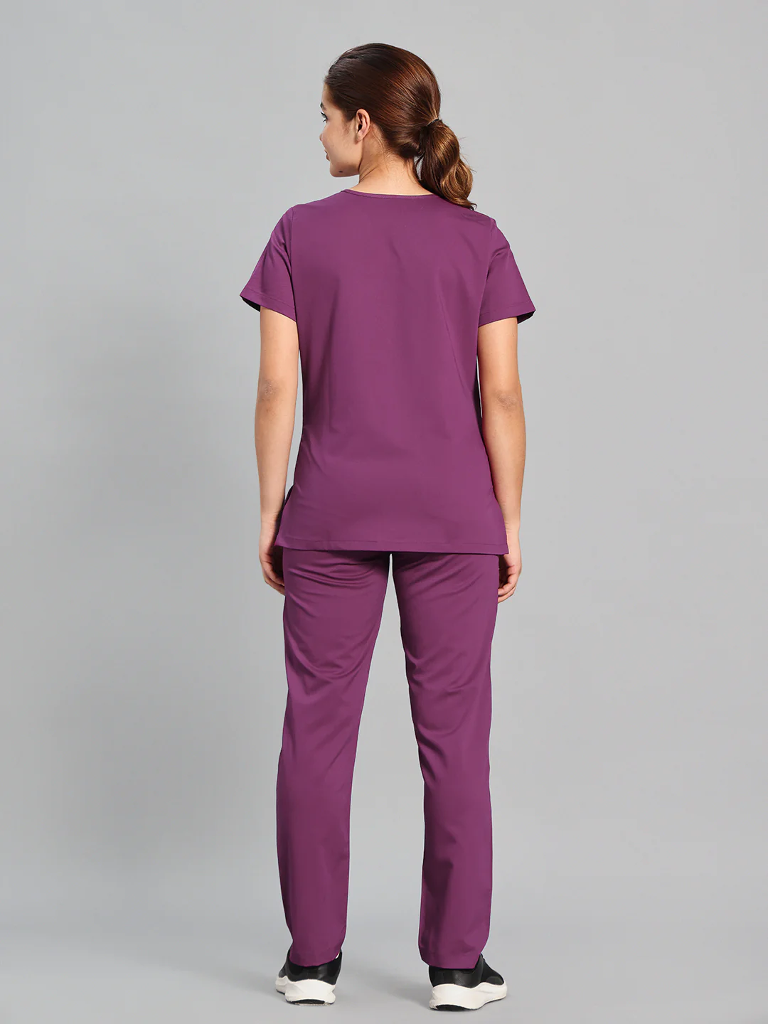 Move Lite Women Plum (Nova V Neck) Scrub Set - Image 3