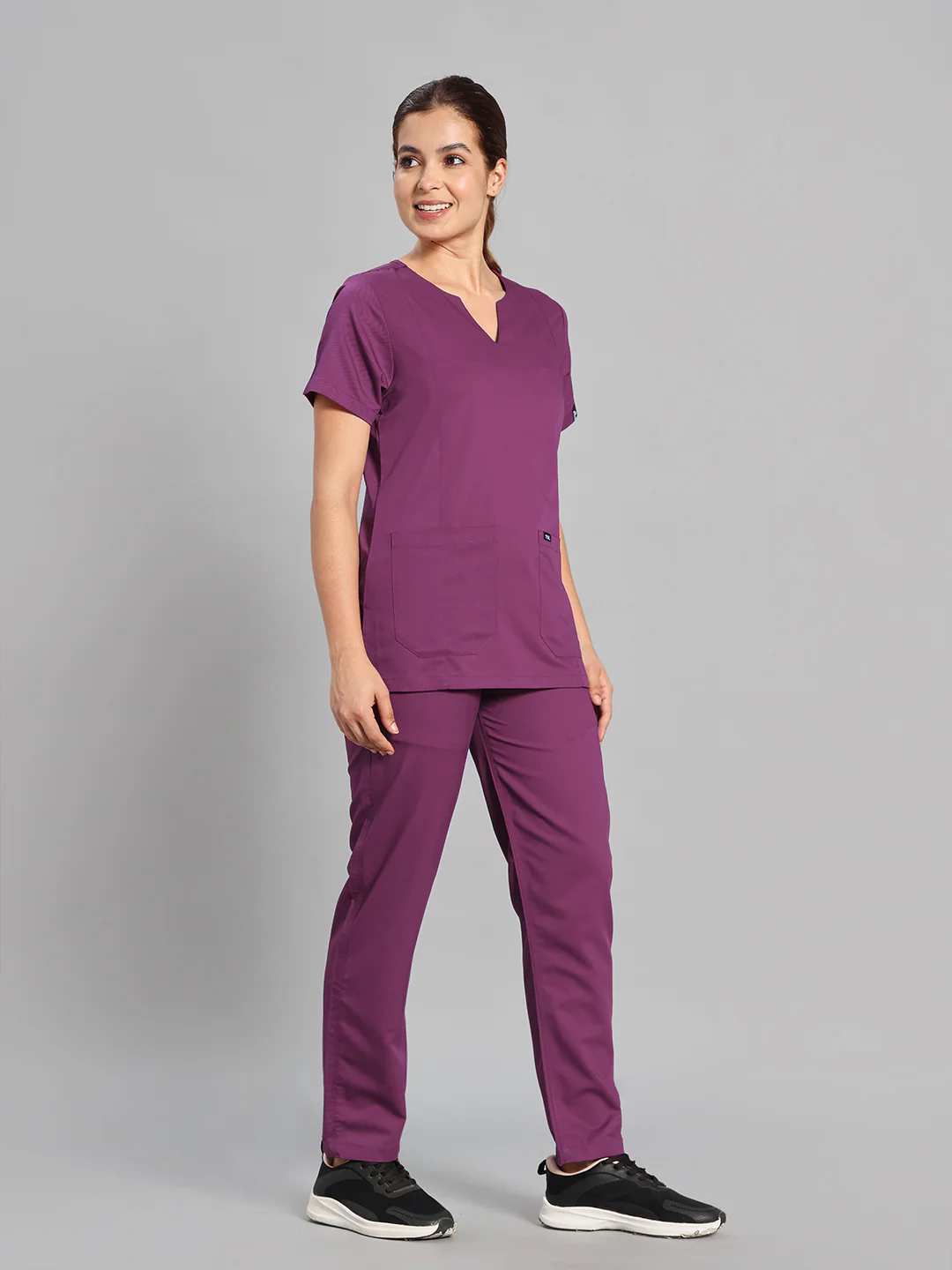 Move Lite Women Plum (Nova V Neck) Scrub Set - Image 5