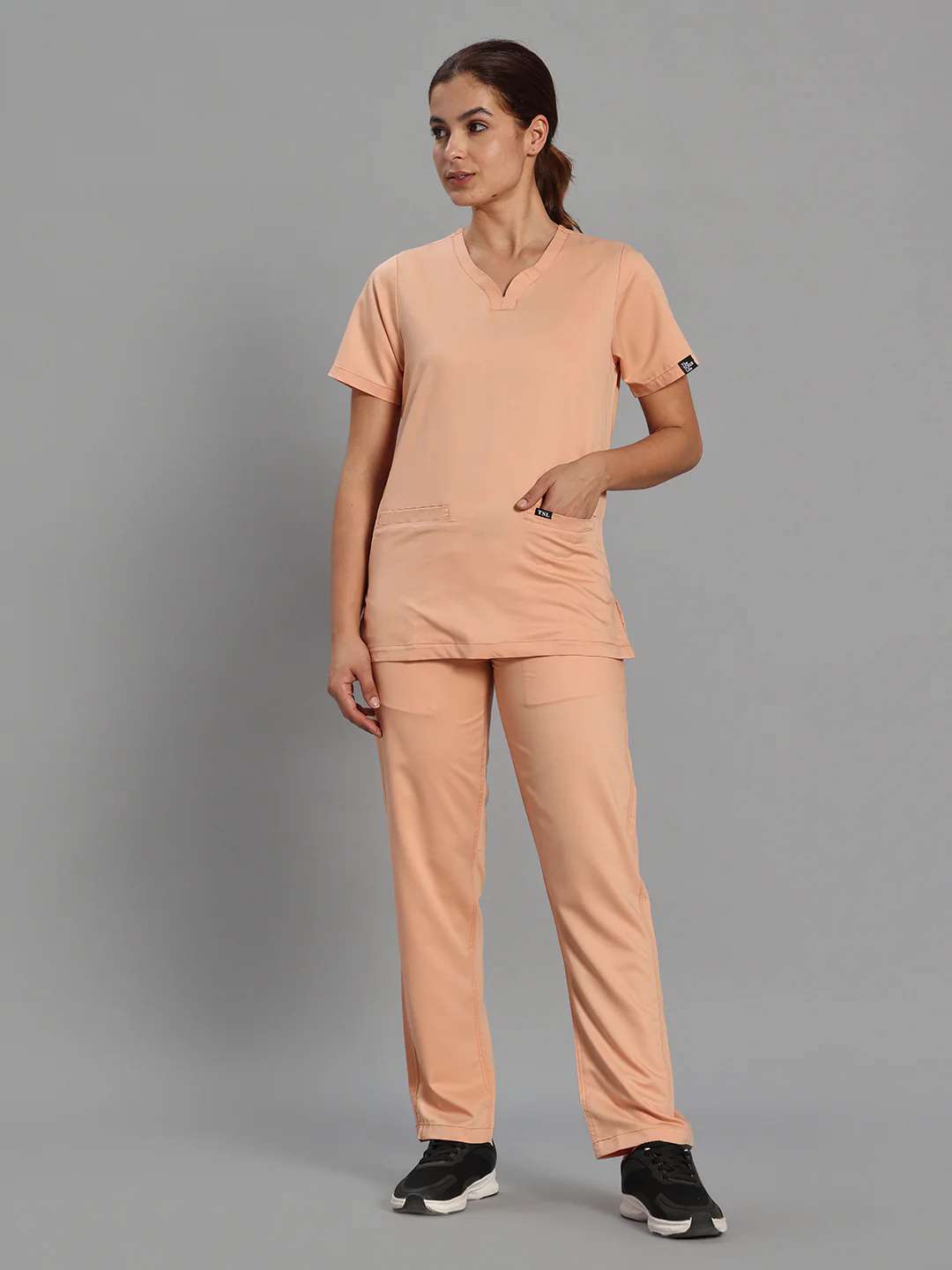 Move Lite Women Coral Mist (Soft V Neck) Scrub Set