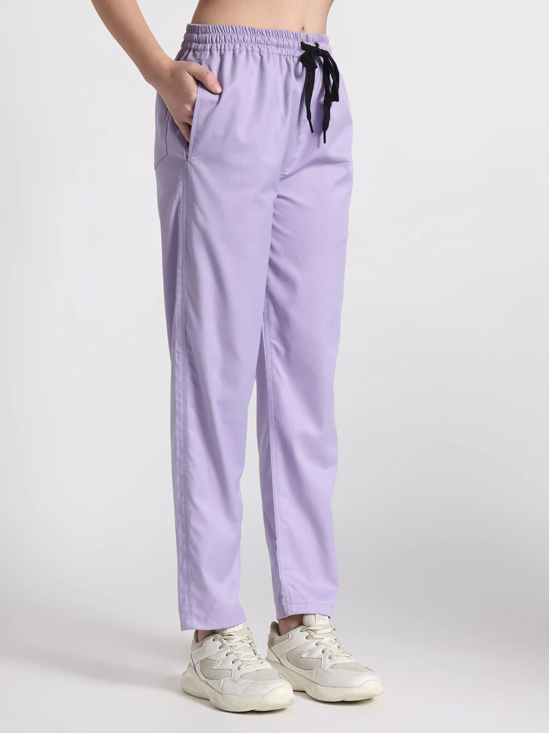 Stretchable (2Way) Women Lavender Mandarin Neck With Straight Pant Scrub Set - Image 3
