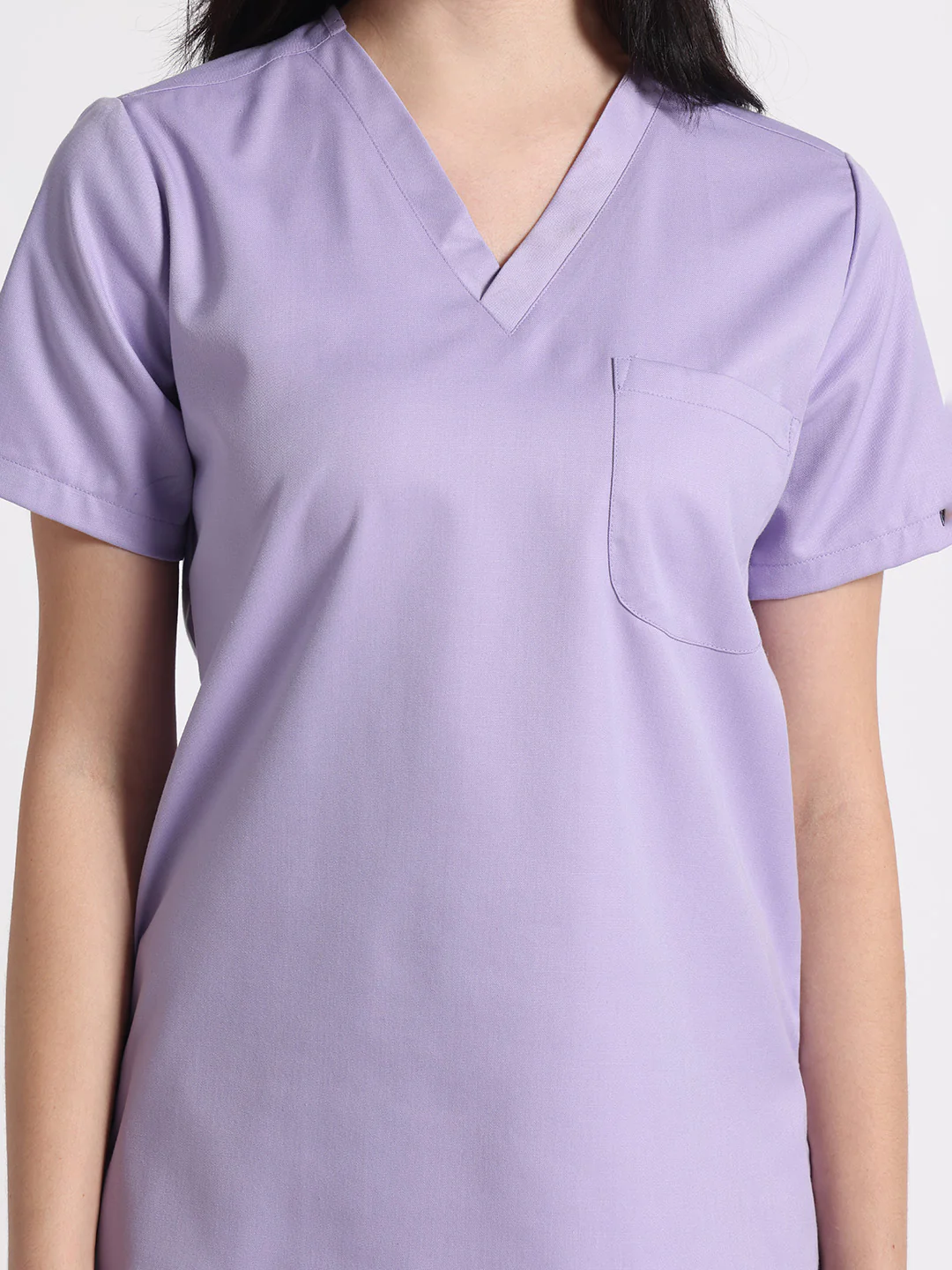 Stretchable (2Way) Women Lavender V-Neck With Straight Pant Scrub Set - Image 3