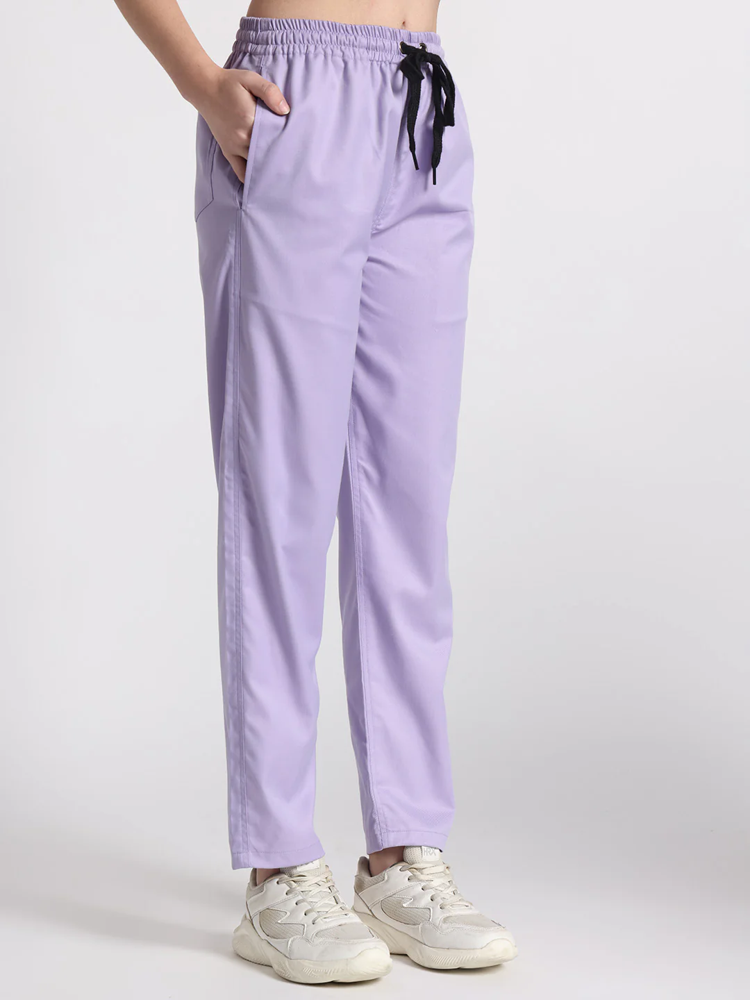 Stretchable (2Way) Women Lavender V-Neck With Straight Pant Scrub Set - Image 6