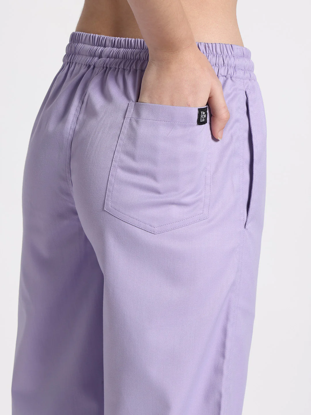 Stretchable (2Way) Women Lavender V-Neck With Straight Pant Scrub Set - Image 7