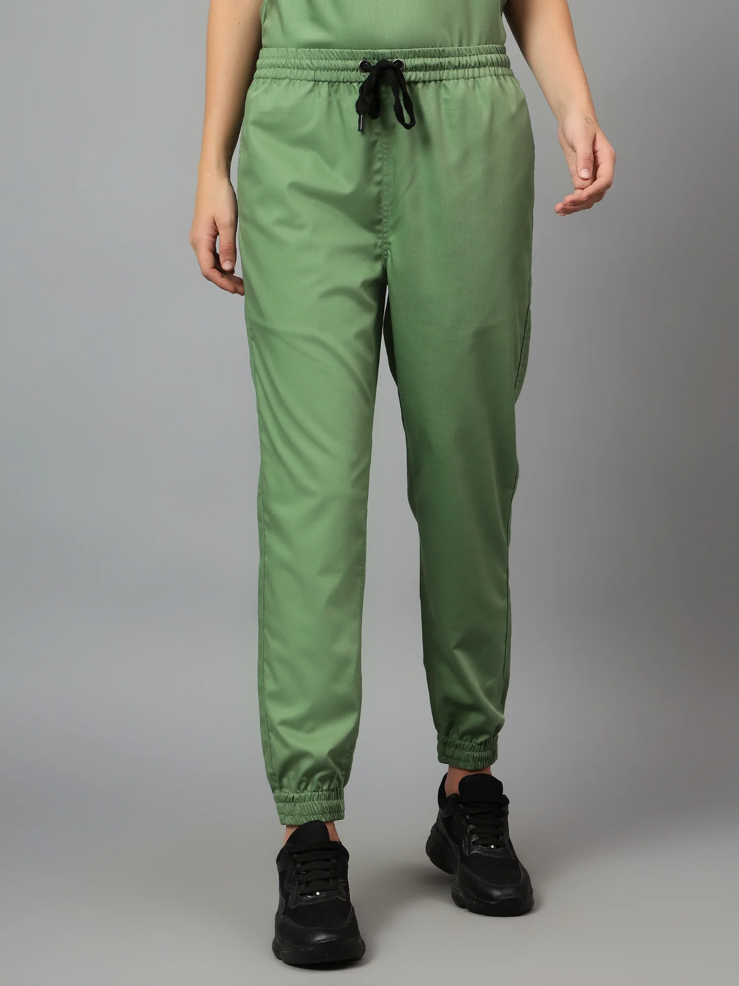 Stretchable (2Way) Women Pista Green V-Neck With Jogger Scrub Set - Image 2