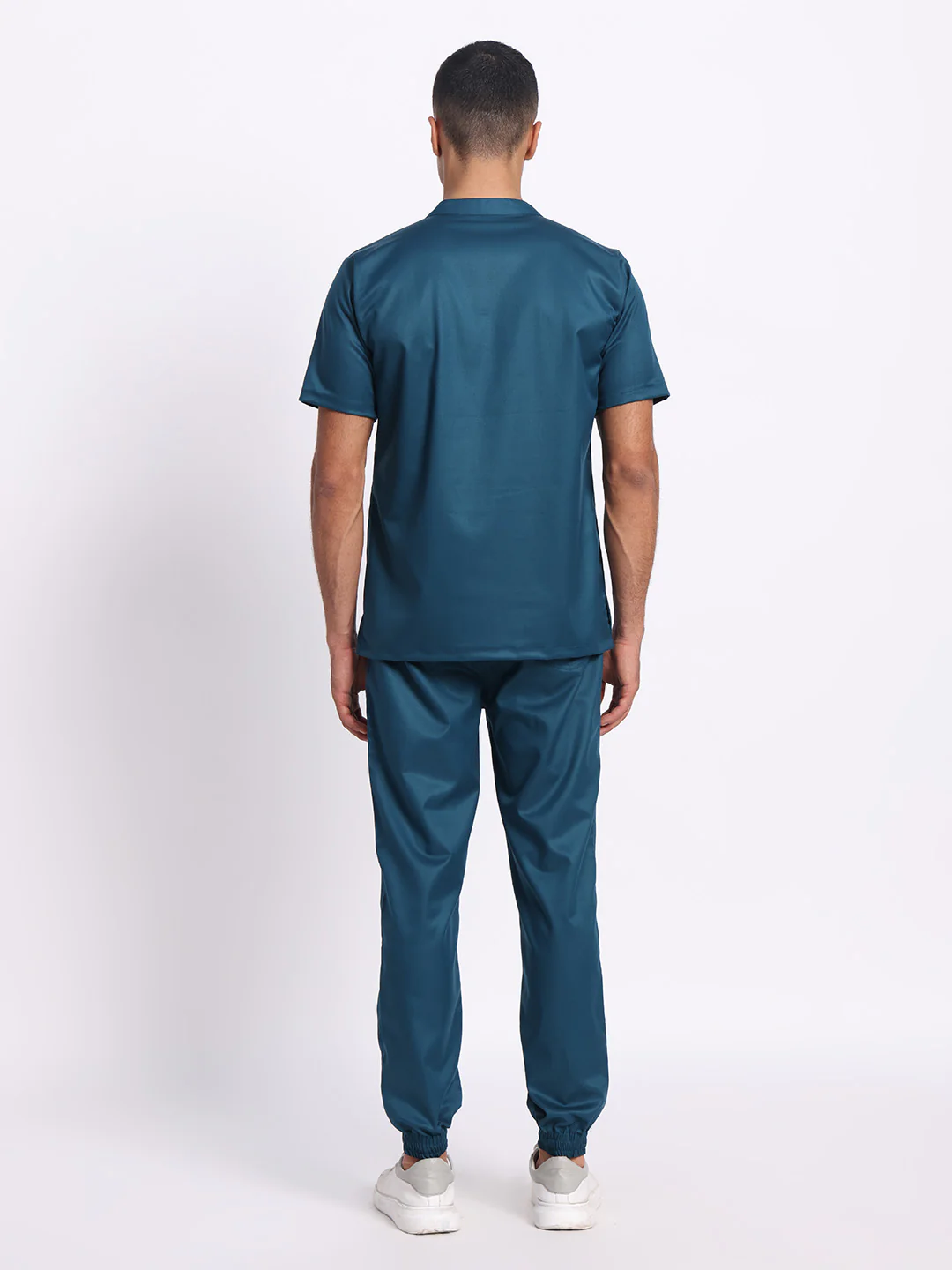 Stretchable (2Way) Men Forest Green Mandarin Neck With Jogger Scrub Set - Image 2