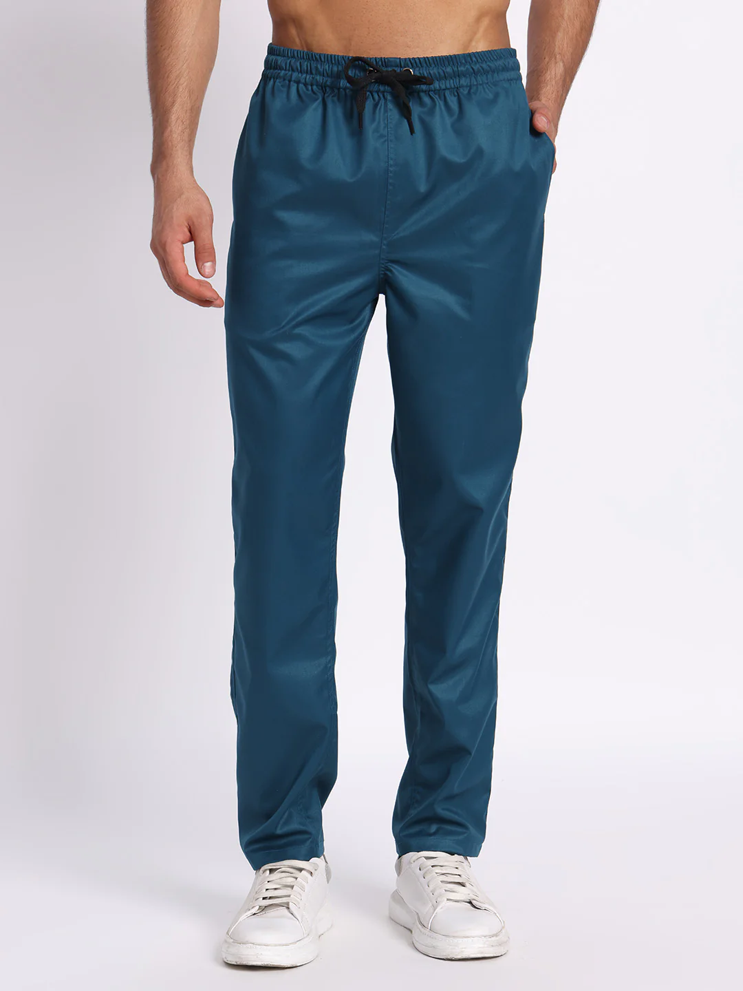 Stretchable (2Way) Men Forest Green V-Neck With Straight Pant Scrub Set - Image 2
