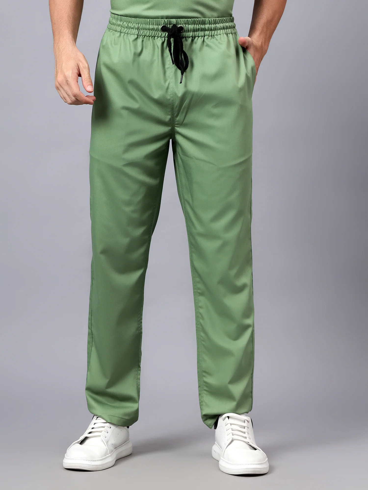 Stretchable (2Way) Men Pista Green Straight Scrub Pant