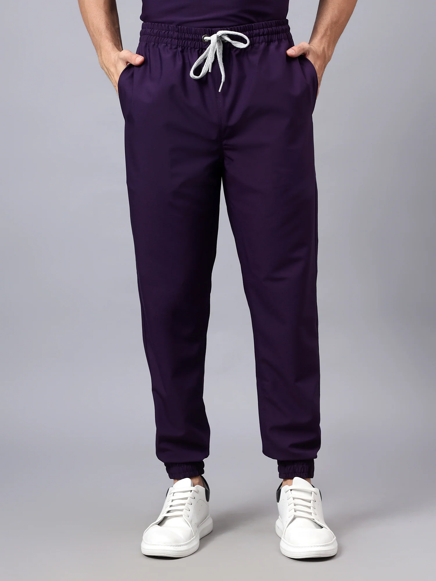 Stretchable (4Way) Men Violet Mandarin Neck with Jogger Scrub Set - Image 2