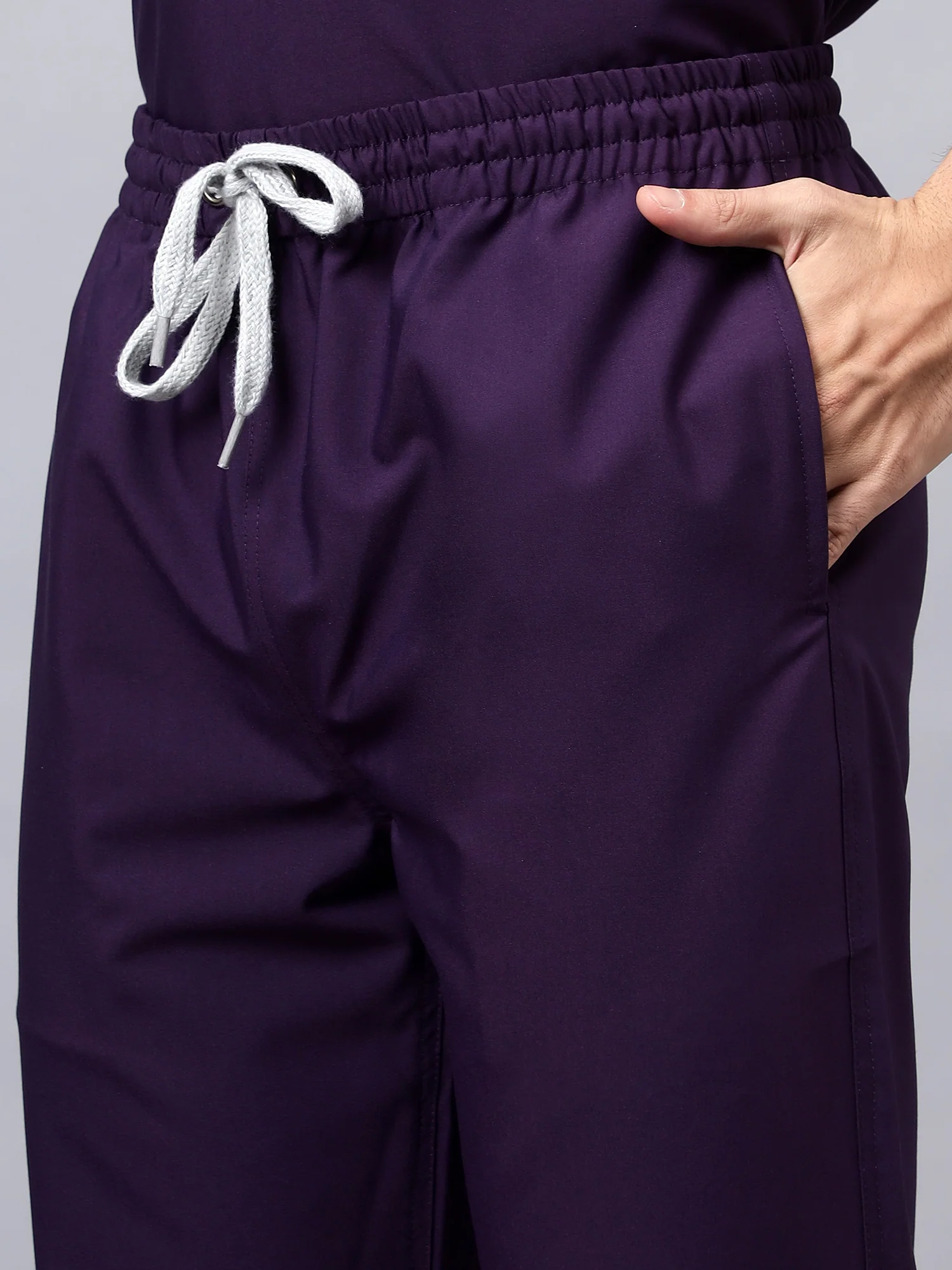 Stretchable (4Way) Men Violet Mandarin Neck with Jogger Scrub Set - Image 4