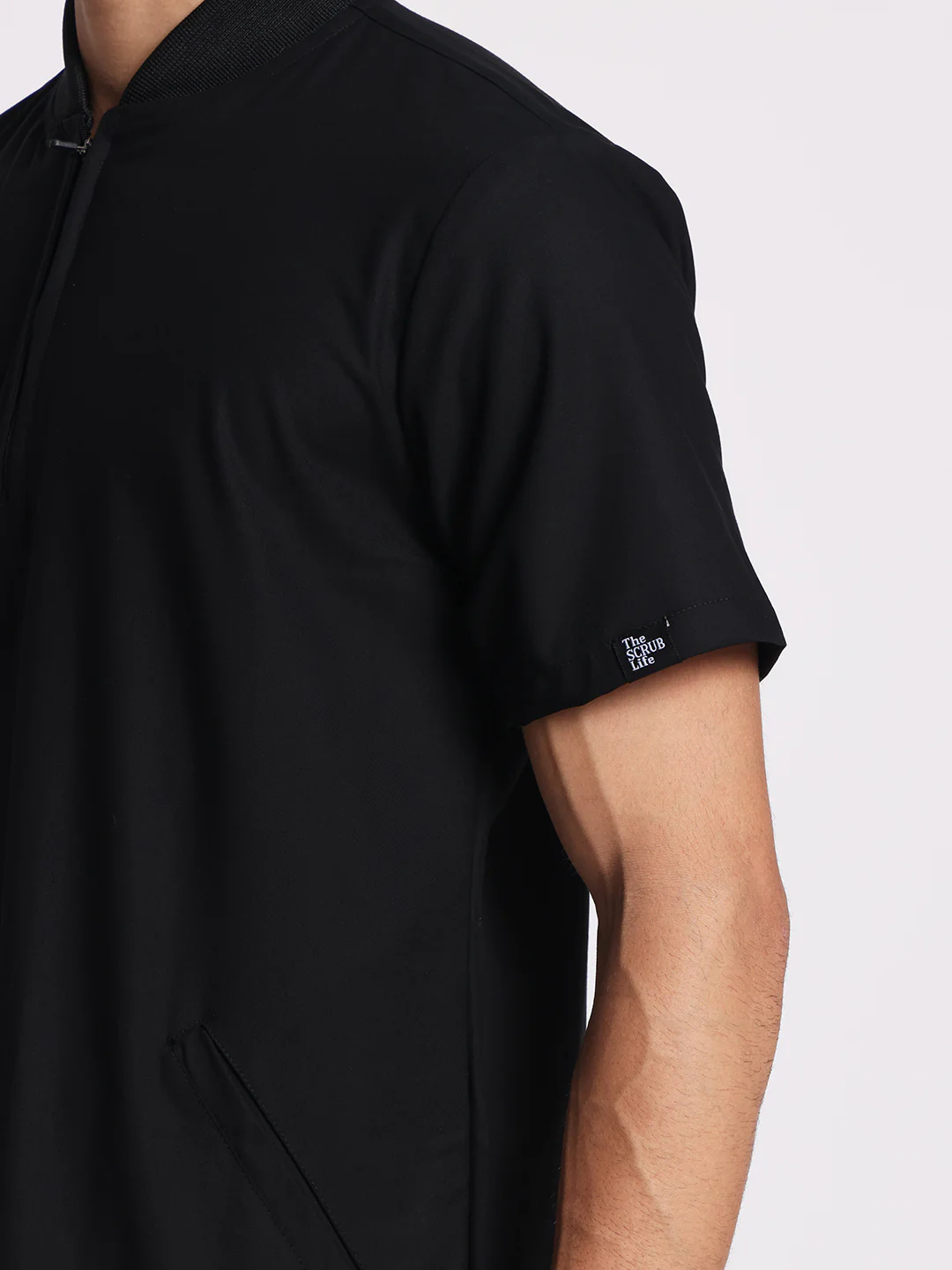 Stretchable (4Way) Black Men Flex Zip Neckline Top With Straight Pants - Image 7