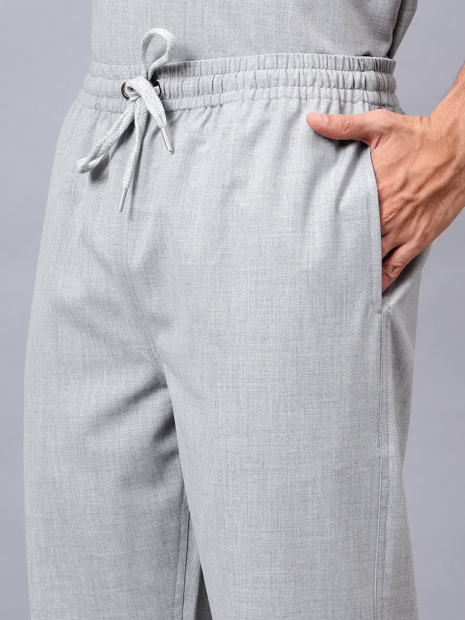 Stretchable (4Way) Men Light Grey V-Neck With Straight Pant Scrub Set - Image 4