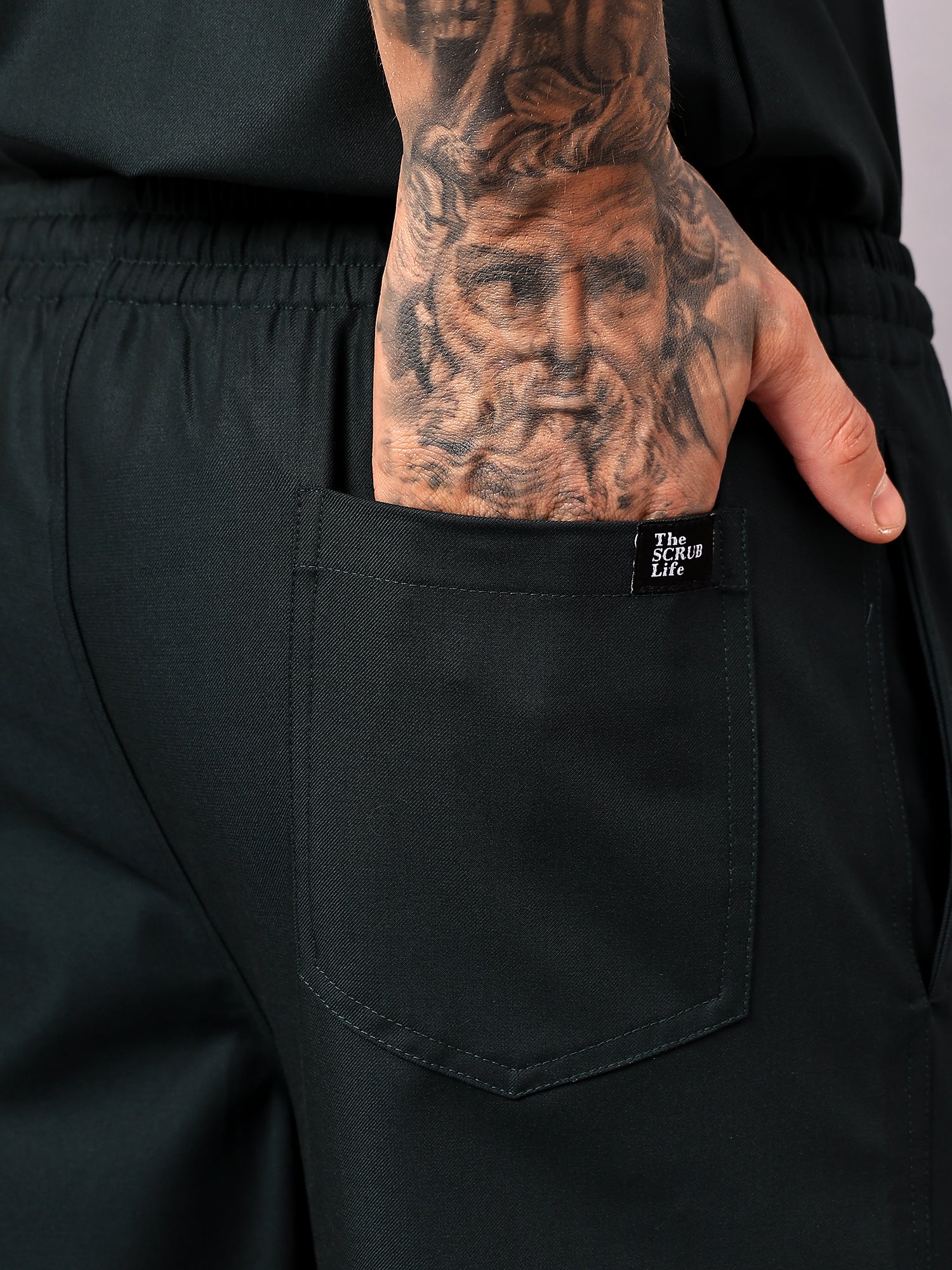 Stretchable (4Way) Men Mid Night Green Straight Scrub Pant - Image 3