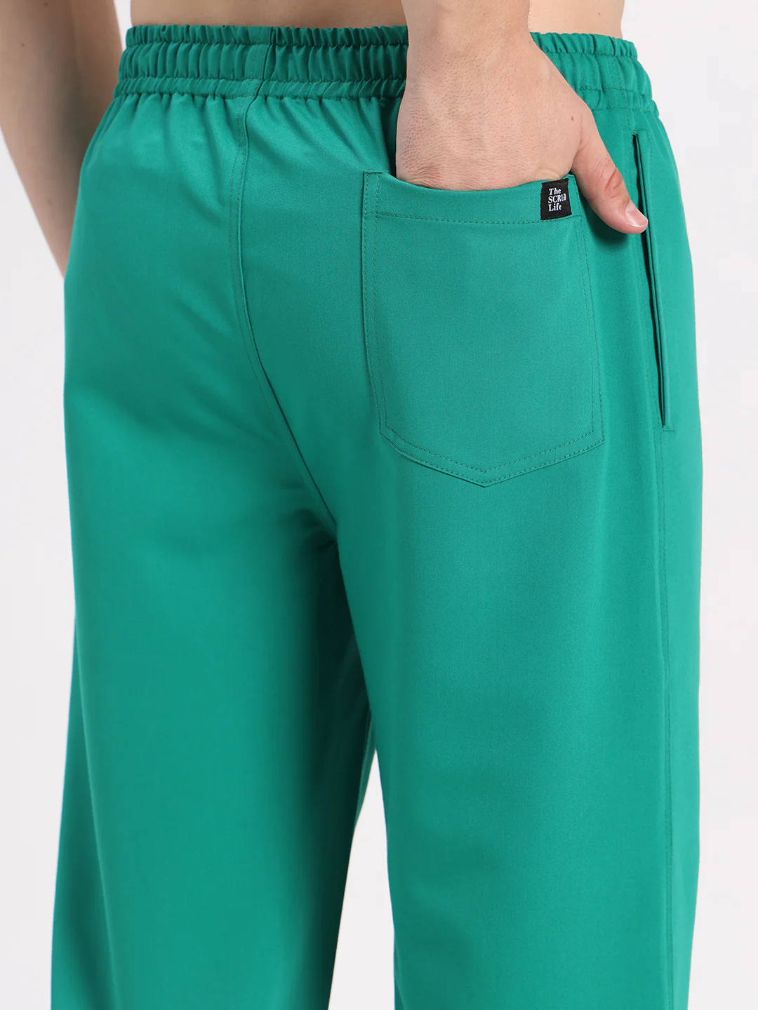 Stretchable (4Way) Men Sea Green V-Neck With Jogger Scrub Set - Image 9