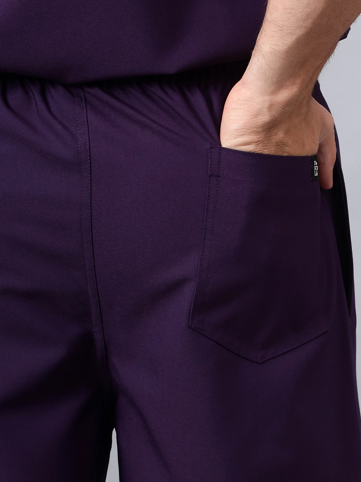 Stretchable (4Way) Men Violet V-Neck With Straight Pant Scrub Set - Image 8